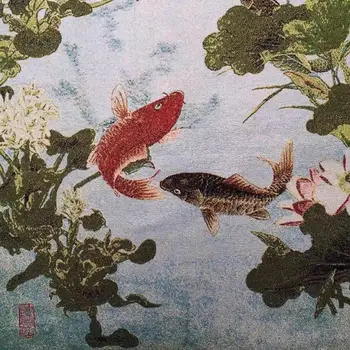 Ryby hrát nový lotus jemné tkané brokátové výšivky cross - steh skončil obývací pokoj, kancelář dekorace malování
