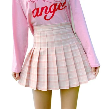 Růžová Sukně Skládaná Mini Sukně Faldas Mujer korejský Módní Oblečení do Školy Uniforma Line Mini Sukně Japonské Sukně pro Ženy