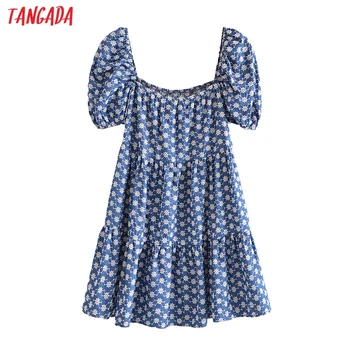 Tangada Módní Ženy Solidní Košile Šaty Nové Příjezdu Dlouhý Rukáv Dámské Volánky Mini Šaty Vestidos 3H444