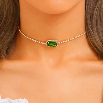 Tocona Luxusní Zeleného Drahokamu Řetěz náhrdelník Náhrdelník pro Ženy Okouzlující, Nastavitelný Ručně vyráběné Šperky Dárkové Příslušenství C20102