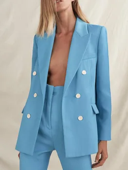 ZA letní nový styl dámská móda all-zápas temperament kapsy dvojí breasted ležérní profesionální oblek sako