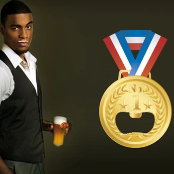 Zlatou Medaili ve Tvaru Otvírák na Láhve Olympijskou Tématikou Kovový Otvírák na Láhve a Pivní Doplňky