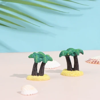 1ks Mini Kokosový Strom Simulace Nádherné Zelené Rostliny, Ornament, DIY Doll House Příslušenství Dítě Hračky