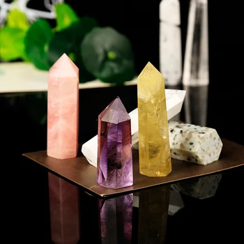 1KS opravdu kameny a krystaly hexagon pilíř crystal point obsidian rose quartz labradorit home dekor moderní dekorace dárek