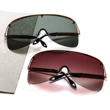 2020 Nové Nadrozměrných Brýle, sluneční Brýle, Ženy Módní Značky Jeden Kus Brýle Kovové Velké Rámy Větruodolný Roleta Muži Odstíny UV400