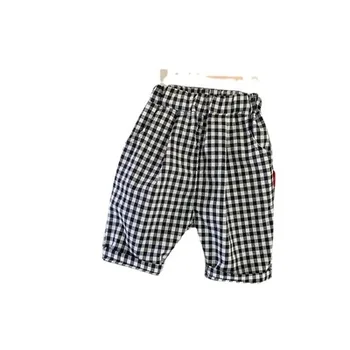 2021 Nové dětské Letní Oblečení, Dětské Chlapci Klasické Kostkované Kalhoty korejský Styl Volné Tenké Děti, Lýtkové Kalhoty