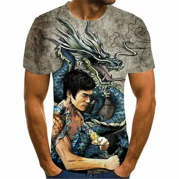 2021 nové prodyšné Bruce Lee vzor 3d T-shirt pánské tričko nadrozměrné top T-shirt