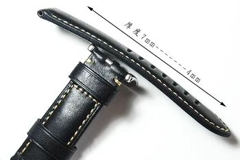 24mm Černá Vintage, Telecí Kůže Vysoké Qualty Pravé Kůže Watchband Hodinky Popruh