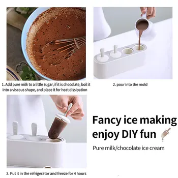 4 Dutiny Silikonové Ice Cream Formy Popsicle Forem těsnicím Víkem, DIY Domácí Mrazáku Ovocné Šťávy Ice Pop Maker Formy S Holemi