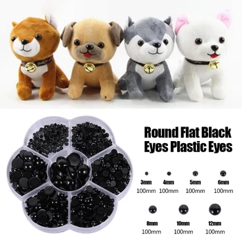 500Pcs 3-12mm Plastové Bezpečnostní Oči Pro Medvídek DIY Doll Řemesla Příslušenství Kulaté Černé Ploché Oči, Takže Panenka Hračky Amigurumi