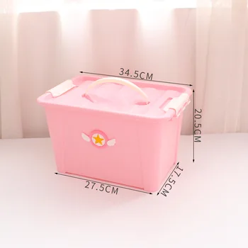 Anime Karikatura Card Captor Sakura Růžové Šaty Drobnosti Úložný Box s Víkem Dívka Domácnost, Plastové Úlomky, Boxy, Make-up Organizátor