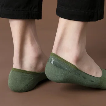Bavlněné Pánské Krátké Ponožky Letní Tenké Prodyšné Silikonové Non-slip Neviditelné Kotník Loď Ponožky Solidní Ležérní no Show Ponožky Pantofle