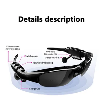 Bluetooth 5.0 sluneční Brýle Cyklistika Polarizované Muži Ženy Sluchátek Smart Mikrofon Surround Stereo HD Polarizační sluneční Brýle