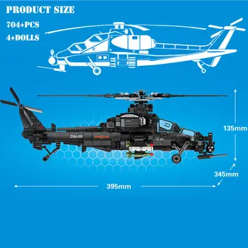 BZDA Vojenské Policie Z-10 Ozbrojený Vrtulník Stavební Bloky Swat Síly Model Letadla Cihly Vzdělávání Údaje Cihly Děti Hračky