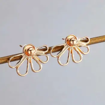 Chandler 2020 Nové Módy Přední Zadní Obě Strany Duté Zlaté Barvy Flower Stud Náušnice Pro Ženy Ucho Bundy Piercing Šperky