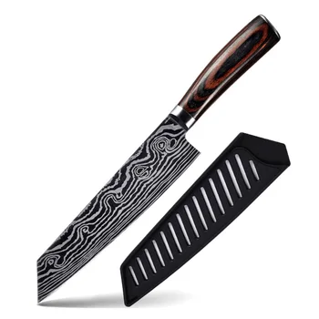 Damašek Vzor 8 palcový Japonský Kuchyňský Nůž z Nerezové Oceli, Šéfkuchaře nože, Ostrý Sekáček na Maso Krájení Nástroj, Zeleninové Nože