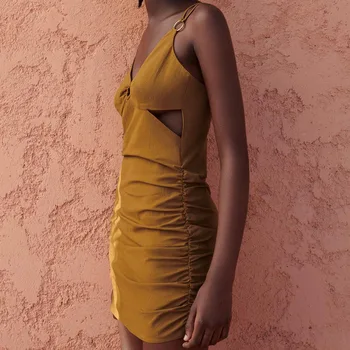 DiYiG ŽENA 2021 letní nové dámské oblečení duté-out dekorace mini spodní prádlo sexy s hlubokým výstřihem krátké podvazkové šaty
