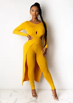 Dutý Out 2 Dílná Sada Ženy Streetwear Sexy Nepravidelné Top+Bodycon S Vysokým Pasem, Legíny Oblek Párty Clubwear Oblečení 2021