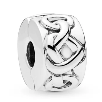 Dva-tón Logo Podpis Květinový Vzor Hojnost Lásky Klip Kouzlo, 925 Sterling Silver Korálky Fit Náramek Módní Šperky Diy