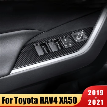 Dveře auta, Loketní opěrka Panel Spínač Okna Výtah Tlačítka, Kryty Střihu Pro Toyota RAV4 RAV 4 2019 2020 2021 XA50 ABS Interiérové Doplňky