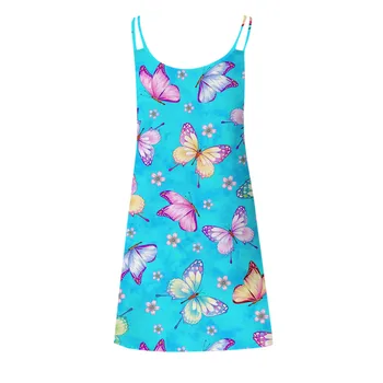 Dámské Šaty bez Rukávů Bohémské Letní Ležérní Butterfly Tištěné Party Cocktail Beach Šaty letní Šaty 2021 Nové Lady Šaty #T2G