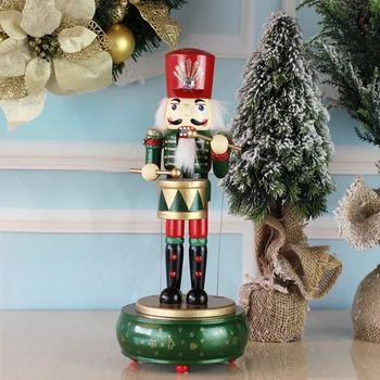 Dřevěný Louskáček Voják Doll Music Box, Děti, Hračky Ruční Práce Domácí Stolní Dekorace Vánoční Vánoce