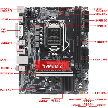 JGINYUE B250 základní Deska LGA 1151 pro procesory Intel Core/Pentium i3/i5/i7 6/7/8/9 Series Procesor DDR4 64G Paměti DVI B250M-VDH