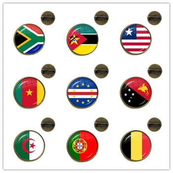 Jižní Africe,Mosambiku,Libérii,Kamerunu,Verde,Papua-Nová Guinea,Alžírsko,Belgie,Portugalsko Národní Vlajky Sklo Cabochon Brože