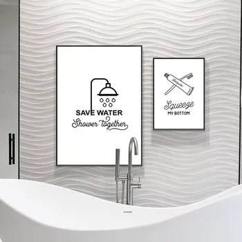 Malířské plátno Pro Koupelnu Pravidla Umění Zdi Vtipné Koupelna Dekorace Otisky Toaleta Humor Obrázky pro Koupelny Domů Decor