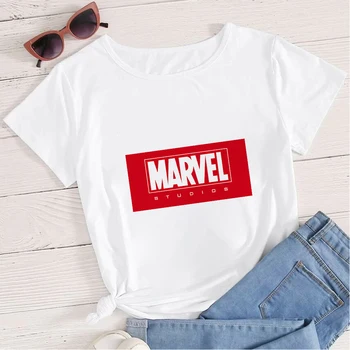Marvel Film T Shirt Ženy Módní Dopis Tištěné Superhrdina Design Tee shirt Femme Základní Desky Bílé O-neck Francie Vetement
