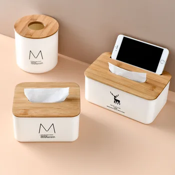 Nordic Minimalistický Bambusu Pokrývají Tkáně Box Host Obývací Pokoj Konferenční Stolek Čerpání Box Kreativní Restaurace Ubrousek Úložný Box