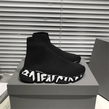 Nové písmeno B ponožky boty populární silueta a graffiti styl dámské boty divoké dopis značky elastické boty dámské boty 35-46