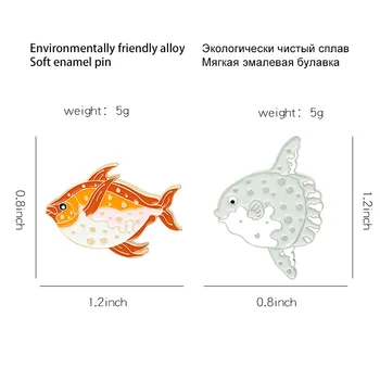 Piny Klopy Moře Zvířecí Brož Roztomilý Malý Ryby Brož Módní Kreslený Zlaté Rybky Tropické Ryby Batoh Odznak Klasický Smalt Kolíky