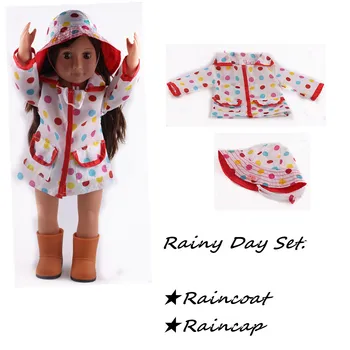 Pláštěnka + Kalhoty + Čepice Pro 18 Palcový American Doll Dívka Hračka 43 cm ReBorn Baby Doll Oblečení, Doplňky, Naše Generace