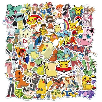 Pokemon 50KS Růžové Anime Samolepky Kreslený Kawaii Pikachu Dívky, Děti, Notebook, Kufry Kytaru Skateboard Vodotěsné Nálepka Hračky