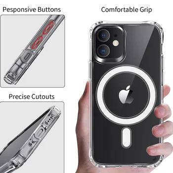 Průhledné Magnetické Pouzdro pro iPhone 12 Pro Max Mini Magsafing Magnet Jasné Zadní Kryt pro iPhone 11 Pro XS Max X XR iPhona