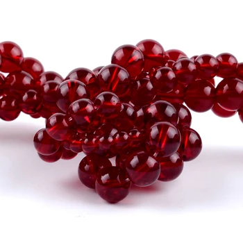 Přírodní Granát Červený Skleněný Kámen Korálky Pro Výrobu Šperků 4 6 8 10 12 mm Kolo Volné Distanční Korálky DIY Náramek, Náhrdelník Příslušenství