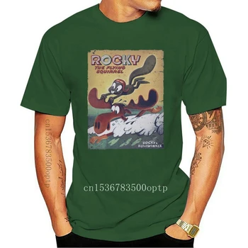 Rocky & Bullwinkle VINTAGE PLAKÁT Létající Veverka Licencované Tričko Všech Velikostí Bavlněné Outdoorové Oblečení Topy Tričko