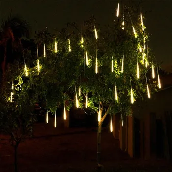 Solární Meteor Sprcha Déšť Světla LED Holiday String Světla Vodotěsný Zahradní Světlo 8 Trubek, 144 Led Vánoční Svatební Dekorace