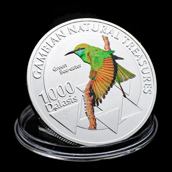 Stříbrný Pozlacený Gambie Přírodní Treasumres Africké Zelené Bee Eater Pták, Medaile, Upomínkové Předměty, Mince Zvířat, Sběratelské Mince Replika
