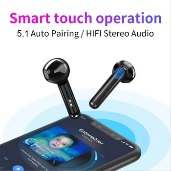 TWS Bezdrátová Sluchátka Bluetooth Sluchátka, 5.0 Bass Stereofonní Vodotěsná Sluchátka Headset Handsfree S Mikrofonem Nabíjení Případ