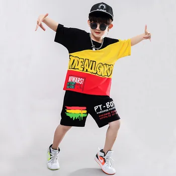 V Pohodě Chlapci Letní Oblečení, Děti Móda Dopis Tisk Krátký Rukáv T-Shirt, Šortky Set Děti Hip Hop Streetwear Kostým Teen Oblek