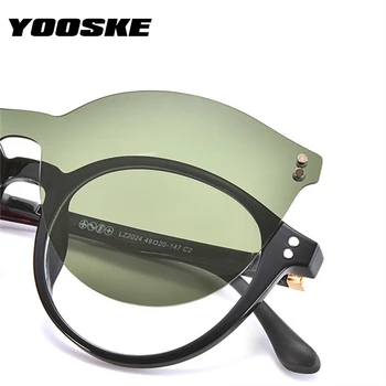 YOOSKE Muži Polarizační Klip na Brýle, Ženy, Magnetismus Sluneční Brýle Vintage TR90 Kolo Optické Brýle, Retro Brýle