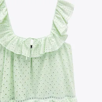ZA 2021 letní nové dámské oblečení mladé čerstvé duté vyšívané brzy na Jaře Dívka bez rukávů podvazkové šaty pro ženy