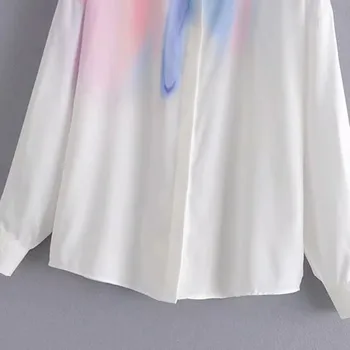 Ženy 2021 Módní Tie-Barvené Elegantní Halenky Vintage Klopový Límec Dlouhé Rukávy Na Manžetové Ženské Košile, Elegantní Topy