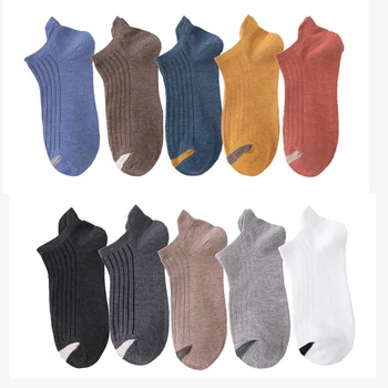 10 Pár 39-43 Velikost Ležérní Prodyšný Dát Pro Muže Ponožky Letní Bavlněné Asakuchi Kotník Bosé Nohy Loď Designer Calcetines Hombre