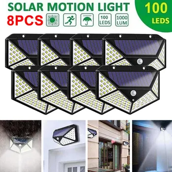 100 Led Solární Světlo Venkovní Čidlo Pohybu IP65 Vodotěsný Bezpečnostní Světlo Zahradní Dekorace Solární Světla Nástěnná Lampa Dropshipping