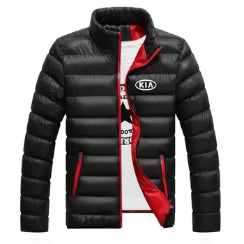 2020 Kia Motors Auto Logo Muži Teplá bunda Vlastní Bavlněné jednobarevné Tištěné Zip Kabáty Vysoké Unisex Polstrované Sportovní Mikina