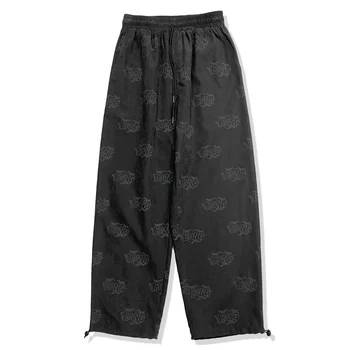 2021SS Hiphop Harémové Kalhoty Muž Streetwear Retro Dopisy Plné Tisk Kalhoty Tepláky Harajuku Nadrozměrné Volné Běžce Kalhoty