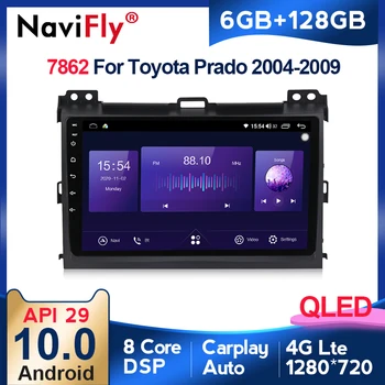 2din DSP 8core 6+128 G QLED 4GLTE Android Auto Multimediální GPS Navigace Rádio Přehrávač Pro Toyota Land Cruiser Prado 120 2004 -2009